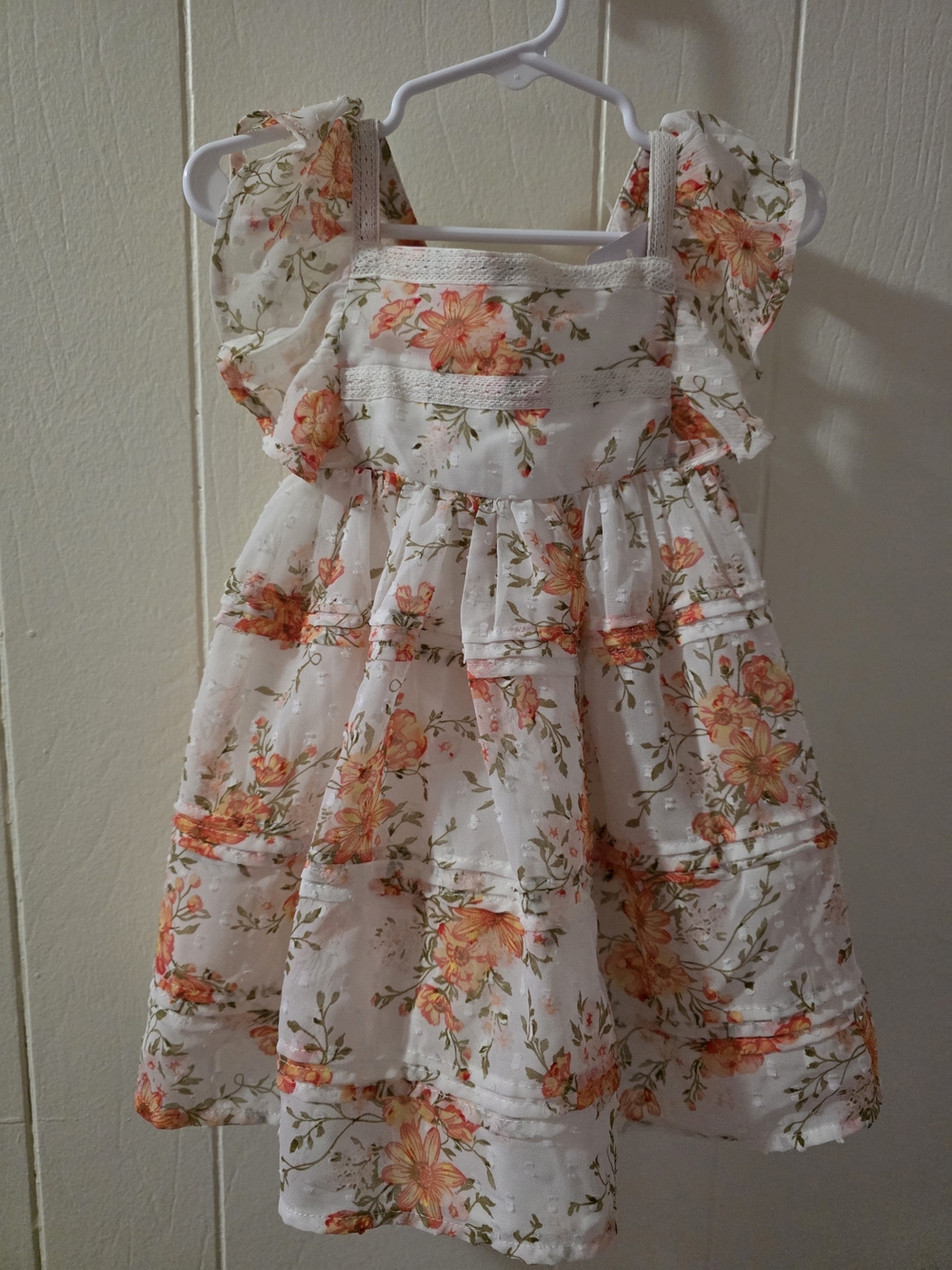 Rachel Zoe White Dress with Orange Floral Print